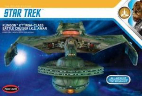 1/350 scale Plastic Kitset of the Star Trek Klingon K't'inga starship, designed for collectors and hobbyists.