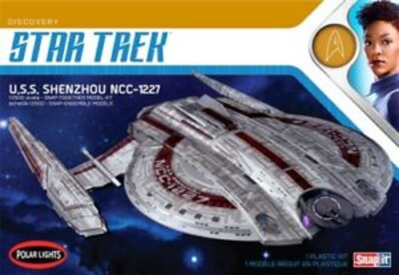 1/2500 model kit of the USS Shenzhou from Star Trek, ideal for building and personalizing for fans aged 10 and up.