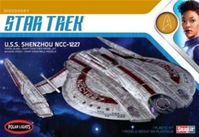 1/2500 model kit of the USS Shenzhou from Star Trek, ideal for building and personalizing for fans aged 10 and up.