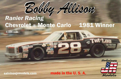 1/25 scale model kit of the '81 Monte Carlo #28 BA, perfect for young and seasoned model builders.
