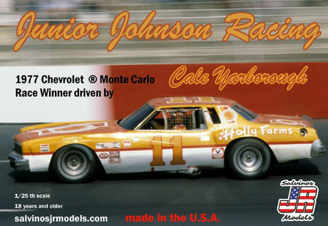 1/25 scale plastic model kit of the '77 Monte Carlo #11, honoring Cale Yarborough, perfect for car enthusiasts.