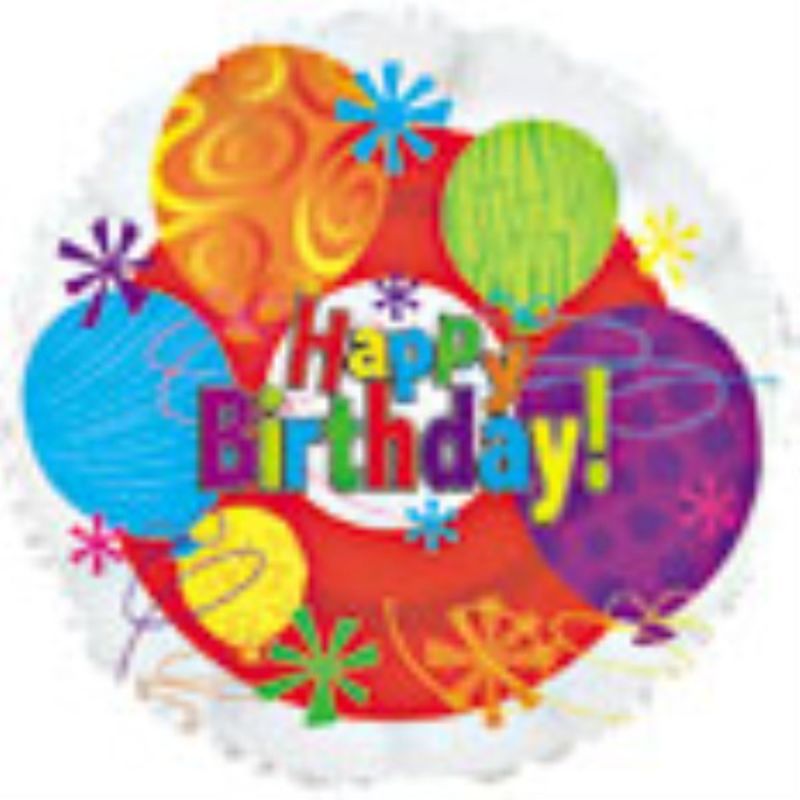 Vibrant 18in Birthday Bright Balloon, perfect for festive celebrations, made of durable latex, suitable for helium or air filling.
