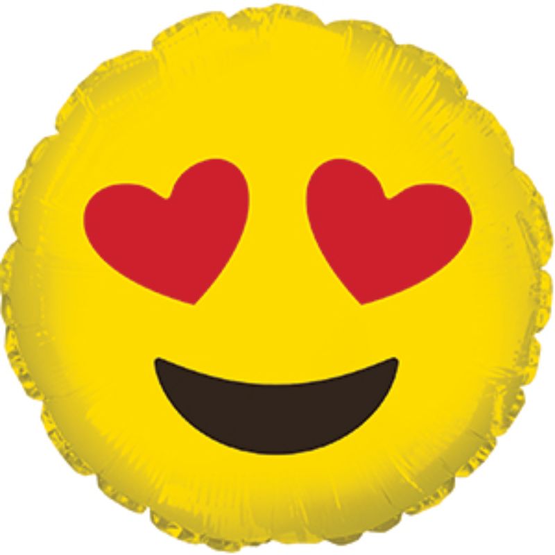 Balloon - 9in Air Filled - 9in Emoticon Heart Shape Eyes