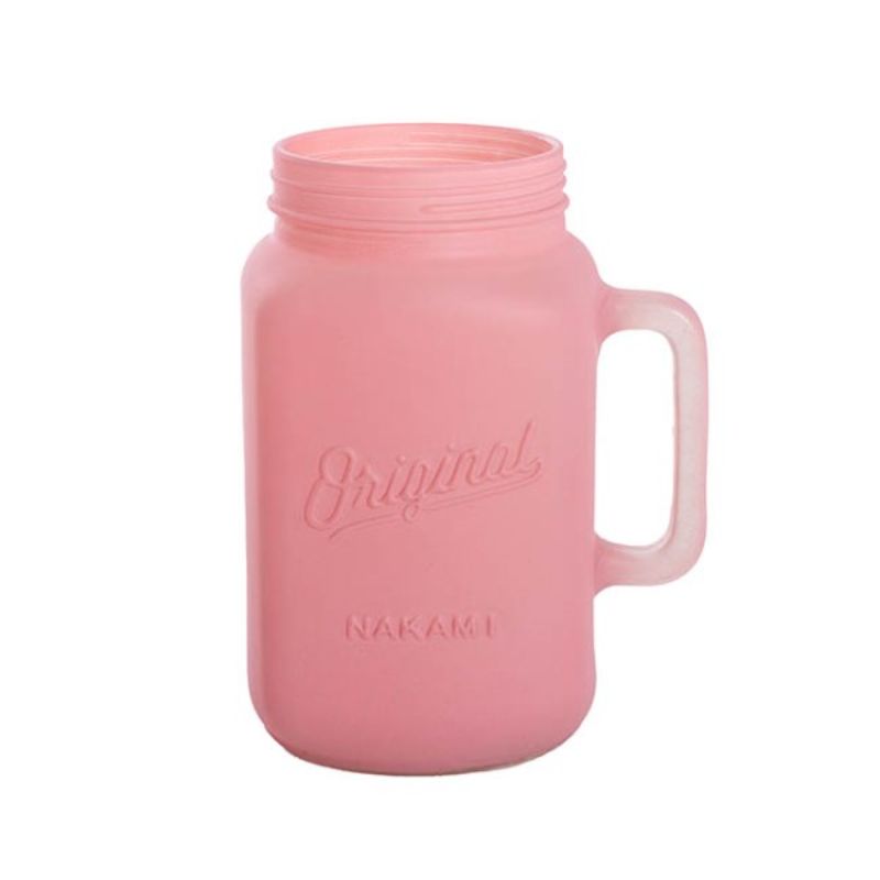 Glass Vase - Mason Jug with handle Pink