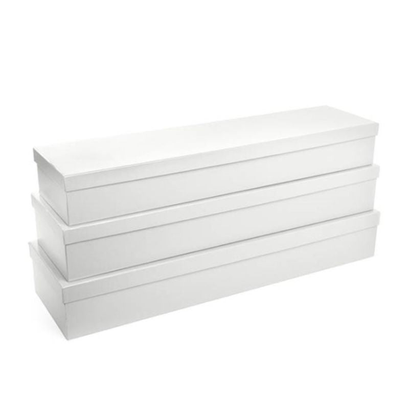 Gift Boxes - Gloss Rose Box Dozen White Set of 3