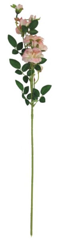 Artificial rose stem with 7 pink heads, 73.5 cm tall, perfect for elegant home decor and special events.