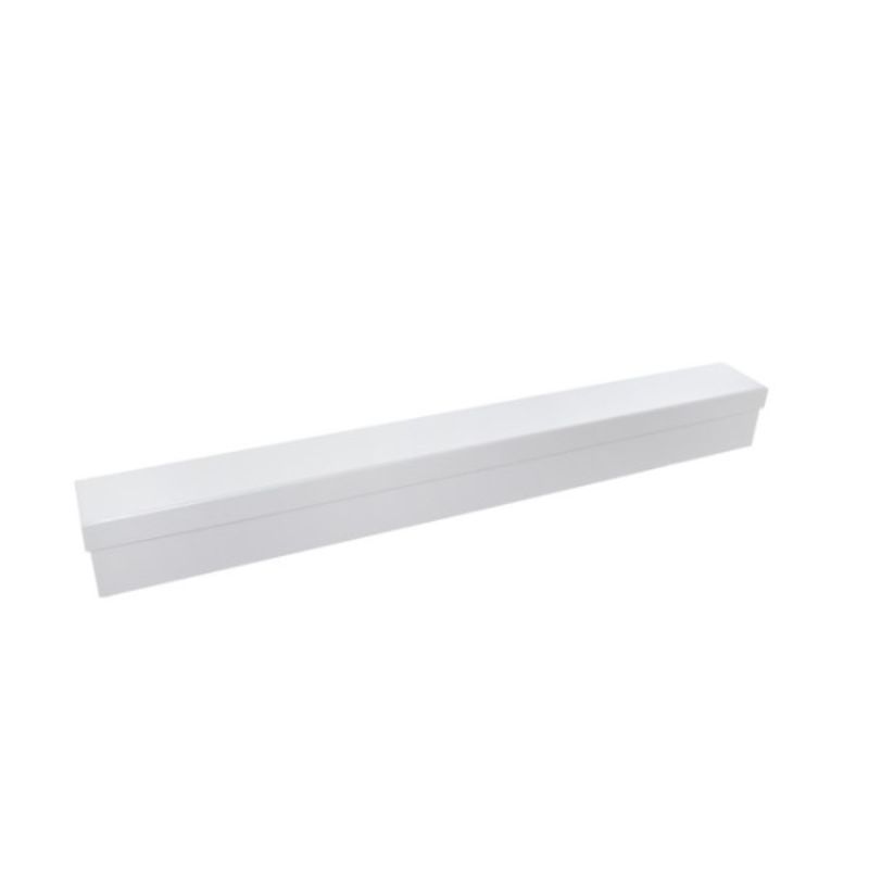 Elegant single white ribbed rose box, measuring 74x8x8cmH, perfect for gifting fresh flowers.