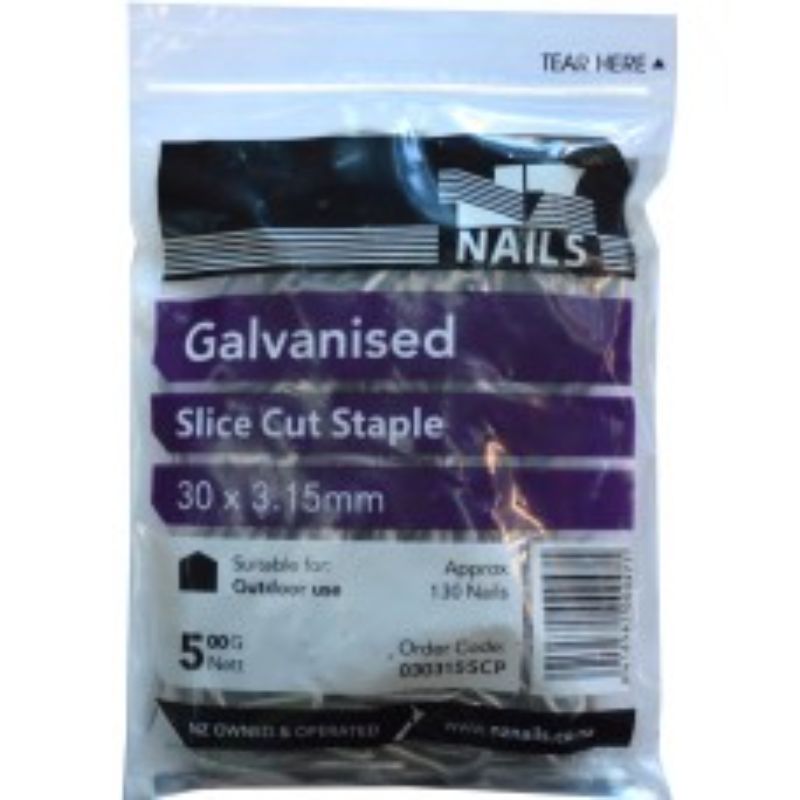 Galvanised NZ nails, 30mm x 3.15mm, 500g pack, durable and rust-resistant for woodworking and construction projects.
