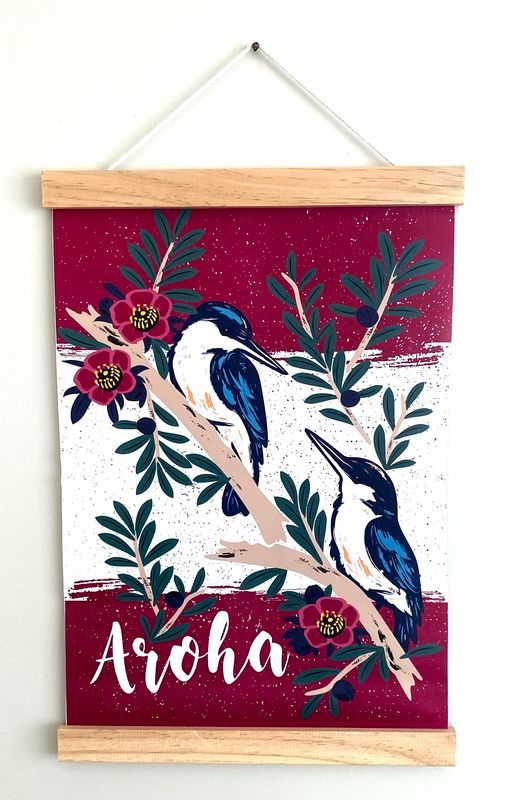 Wall Art - 30cm Hanger AROHA / KINGFISHER (Set of 3)