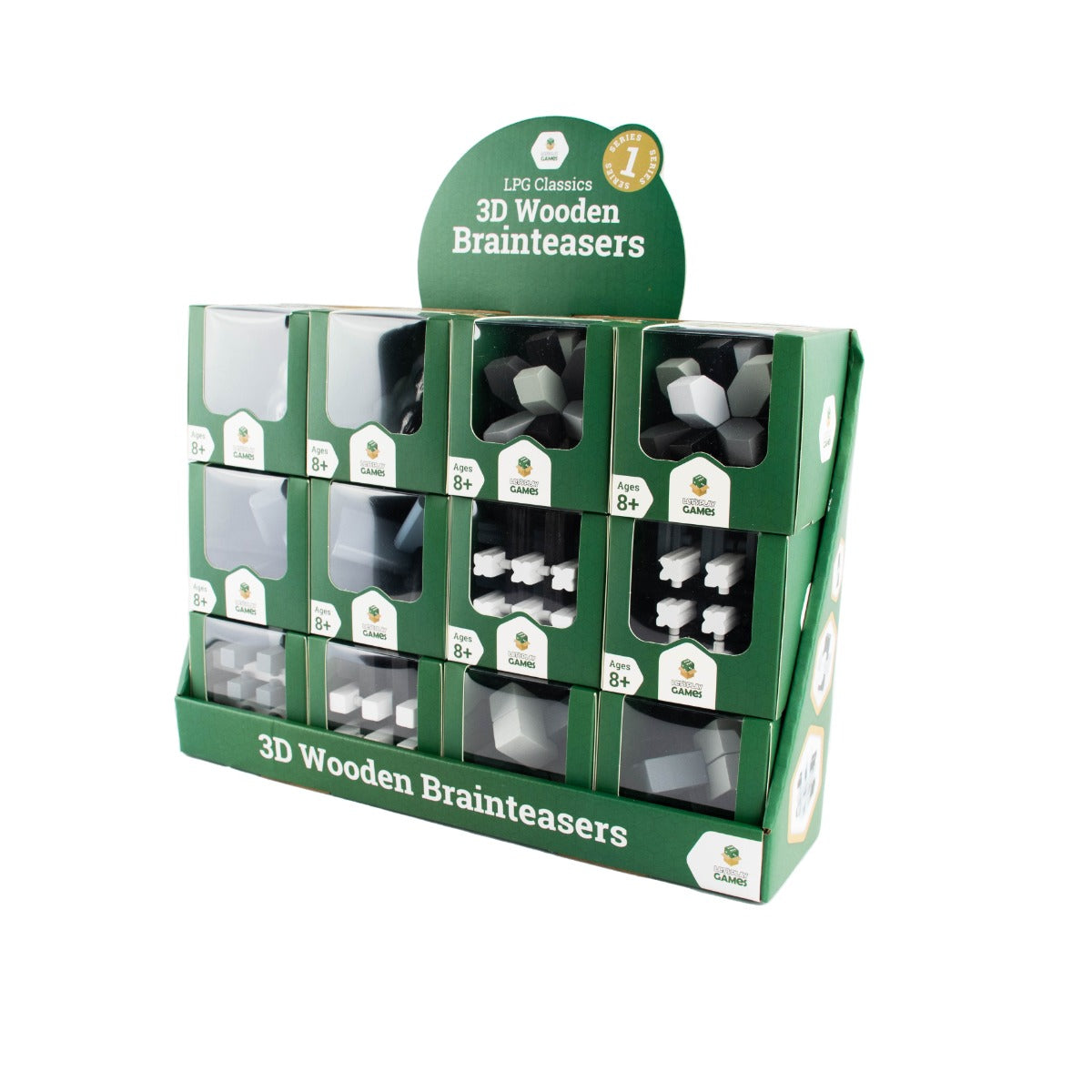LPG Puzzles 3D Wooden Brainteaser Display: Series 1