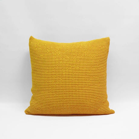 Turmeric Euro Pillowcase by Baksana, featuring a deep waffle texture, zip closure, and made from 100% OEKO-TEX® cotton.