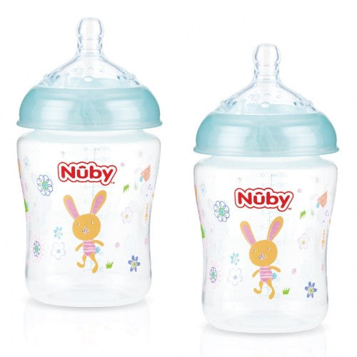 Nuby Wide Neck Bottles (2 Pack - Assorted Designs)