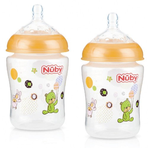 Nuby Wide Neck Bottles (2 Pack - Assorted Designs)