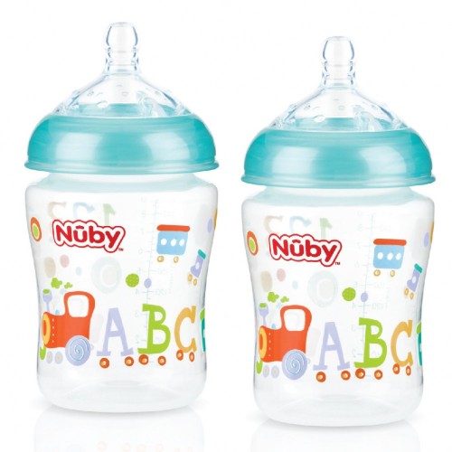 Nuby Wide Neck Bottles (2 Pack - Assorted Designs)