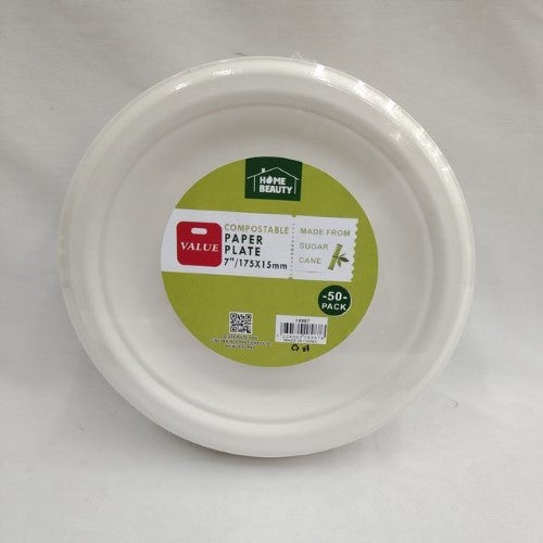 Compostable Plates (7inch,175*15mm ,50PCS) - Pack of 6