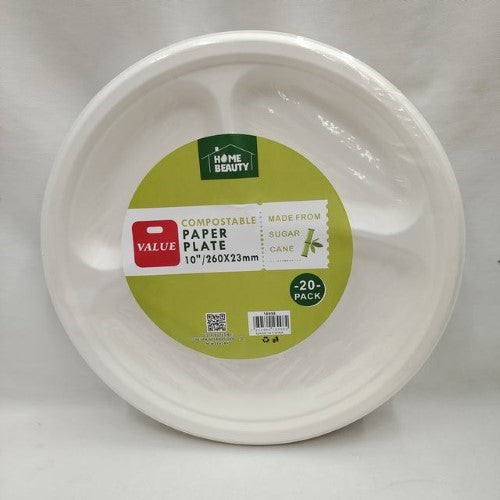 10inch Compostable Plates (260*23mm ,20PCS) - Pack of 6