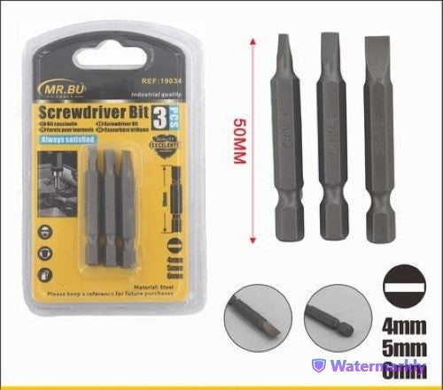 Screwdriver Bit (50MM, 3pcs, 4MM-5MM-6MM) - Pack of 12