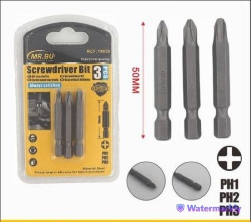 Screwdriver Bit (50MM, 3pcs, PH1-PH2-PH3) - Pack of 12