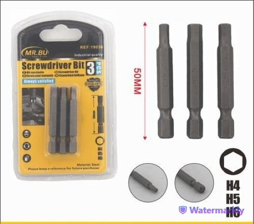 Screwdriver Bit (50MM, 3pcs, PZ1-PZ2-PZ3) - Pack of 12