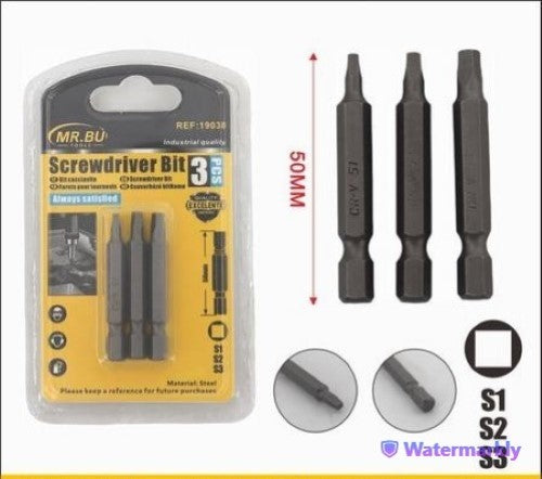 Screwdriver Bit (50MM, 3pcs, S1-S2-S3) - Pack of 12