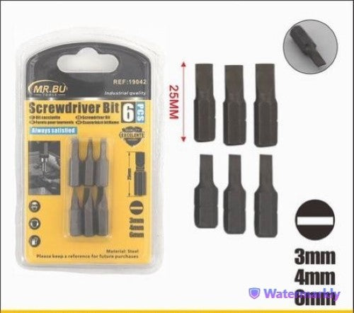 Screwdriver Bit (25MM, 6pcs, 3MM-4MM-6MM) - Pack of 12