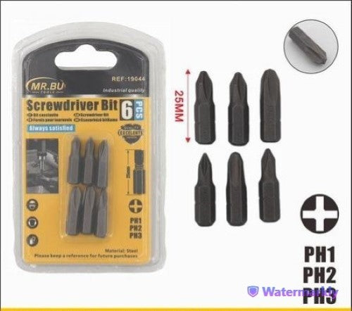 Screwdriver Bit (25MM, 6pcs, PH1-PH2-PH3) - Pack of 12