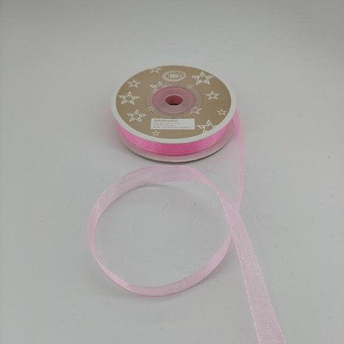 Organza Ribbon 1cm ( 22m - Light Pink) - Pack of 6