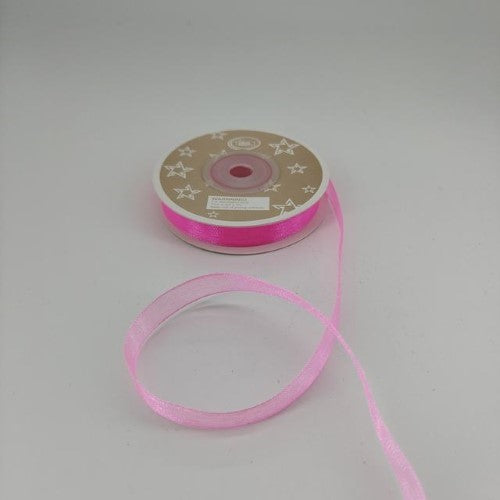Organza Ribbon 1cm ( 22m - Pink) - Pack of 6