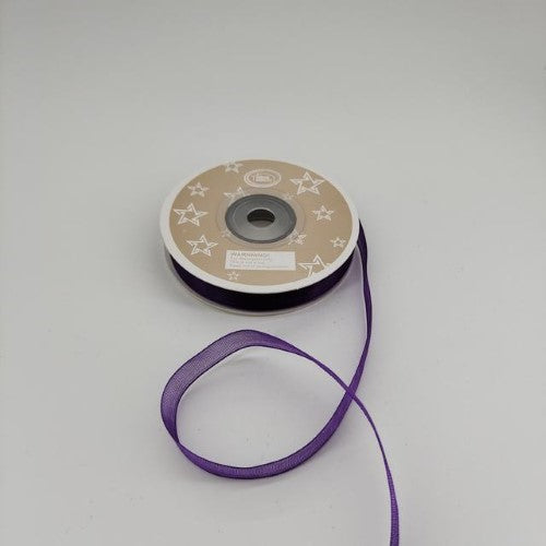 Organza Ribbon 1cm ( 22m - Dark Purple) - Pack of 6