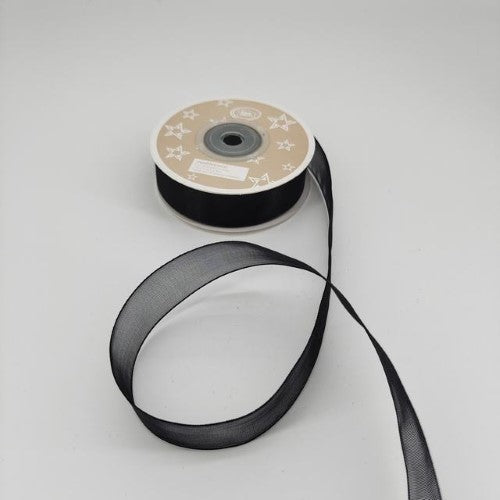 Organza Ribbon 2cm ( 22m - Black) - Pack of 6