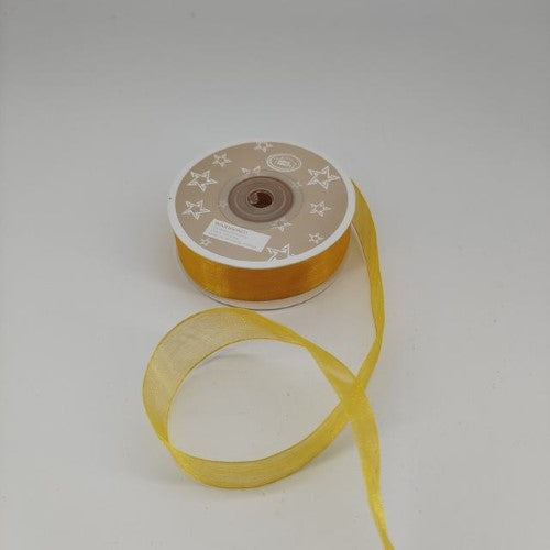 Organza Ribbon 2cm ( 22m - Yellow) - Pack of 6