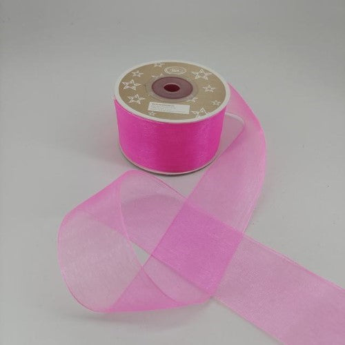 Organza Ribbon 3.8cm ( 22m - Dark Pink) - Pack of 6