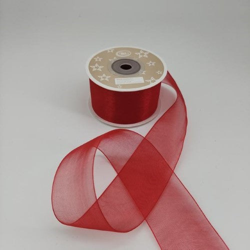 Organza Ribbon 3.8cm ( 22m - Red) - Pack of 6