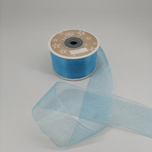 Organza Ribbon 3.8cm ( 22m - Blue) - Pack of 6