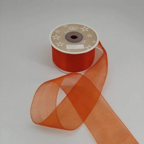 Organza Ribbon 3.8cm ( 22m - Orange ) - Pack of 6