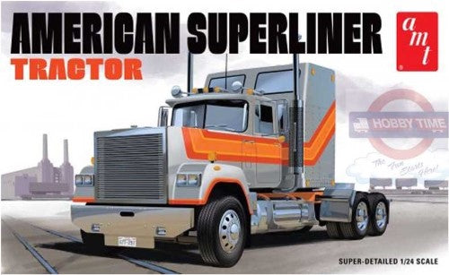 1/24 scale AMT American Superliner Semi Tractor model kit with detailed features and customizable options for enthusiasts.