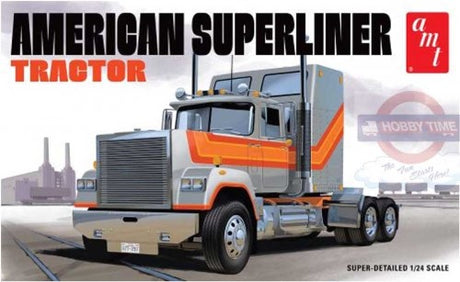 1/24 scale AMT American Superliner Semi Tractor model kit with detailed features and customizable options for enthusiasts.