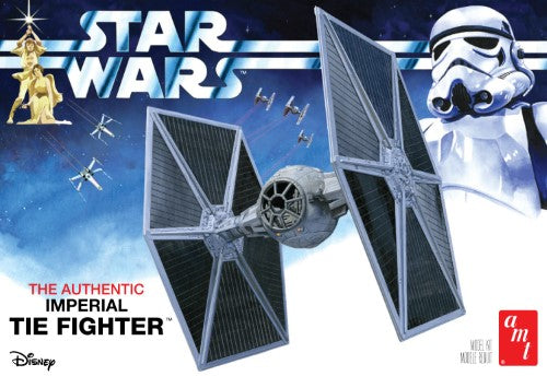 1/48 Star Wars TIE Fighter model kit with 32 detailed parts, perfect for beginners and collectors, stands 6 inches tall.