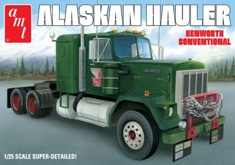 1/25 scale Kenworth Alaskan Hauler model kit, featuring a detailed engine, sleeper cab, and over 300 precision parts.
