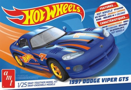 1/25 scale model kit of a 1997 Dodge Viper GTS, easy snap assembly with high-quality plastic components.