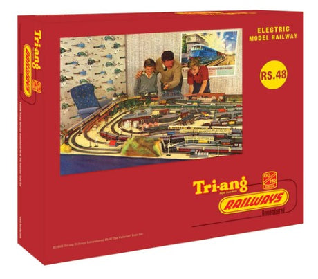 Hornby Tri-ang RS46 Victor Train Set featuring 'Lord of the Isles' locomotive and clerestory coaches on an oval track.