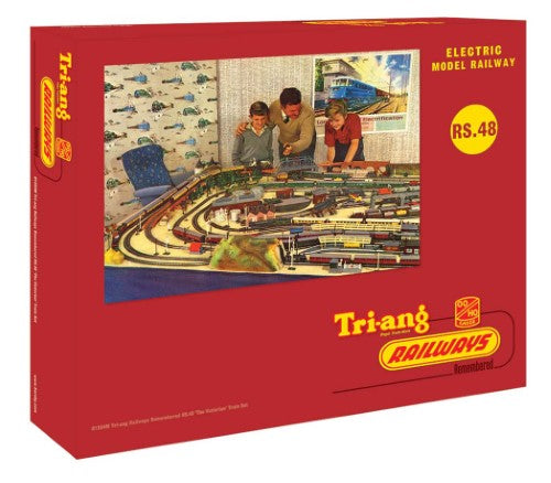 Hornby Tri-ang RS46 Victor Train Set featuring 'Lord of the Isles' locomotive and clerestory coaches on an oval track.