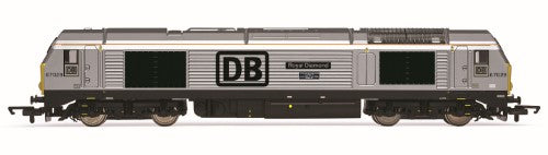Hornby Railroad Plus DB CL.67 Bo-Bo'R model, showcasing fine detail and robust design for enhanced railway setups.