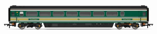 Hornby FGW Mk3 Trailer Guard Stand for model railways, replicating Great Western Railway's iconic design and ensuring stability.