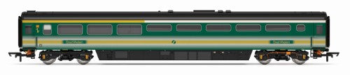 Detailed Hornby FGW Mk3 Trailer Restaurant model representing historic British railways, perfect for collectors and enthusiasts.