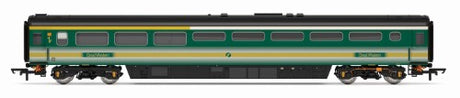 Detailed Hornby FGW Mk3 Trailer Restaurant model representing historic British railways, perfect for collectors and enthusiasts.