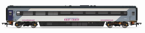 Hornby East Coast Mk3 Trailer Restaurant Buffet 40750 model train, showcasing authentic British rail design and features.