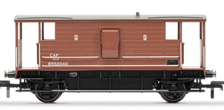 Hornby BR (ExLMS) 20 T Brake Van model, showcasing Era 4 style with authentic wooden design and open areas for guard visibility.