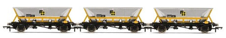 Hornby HAA Hopper Wagon 3 Pack for BR Coal Sector, featuring detailed wagons from 1964-1977, ideal for model railways.