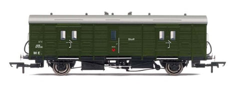 Hornby BR(S) Departmental Brake Van C model, showcasing detailed craftsmanship from 1937, perfect for Era 7 railway layouts.